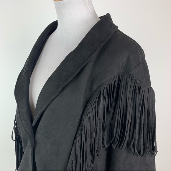 Shein Curve Black Fringe Faux Suede Jacket 4X - Picture 7 of 13